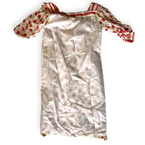 Vintage 80s Polka Dots on ivory Tent Dress Women’s 100% silk Sheer - Picture 3 of 6